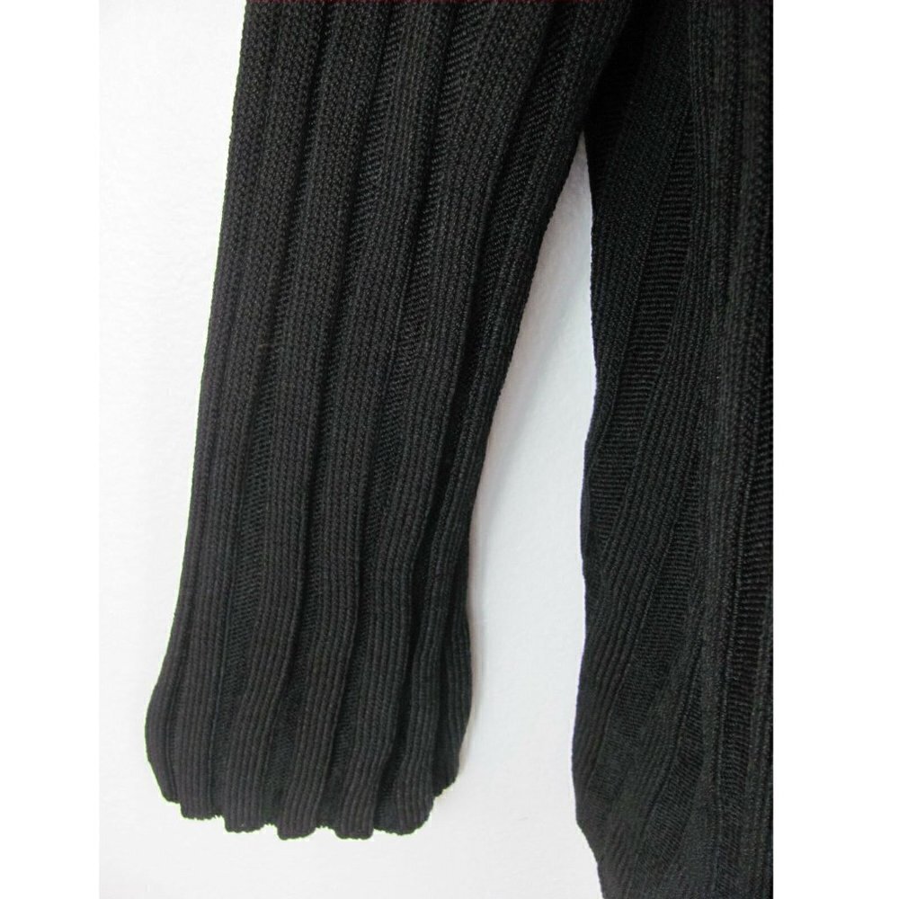 Laura Ashley Cardigan Sweater Size Petite Medium Daisy Fields Black Wide Ribbed - Picture 5 of 7